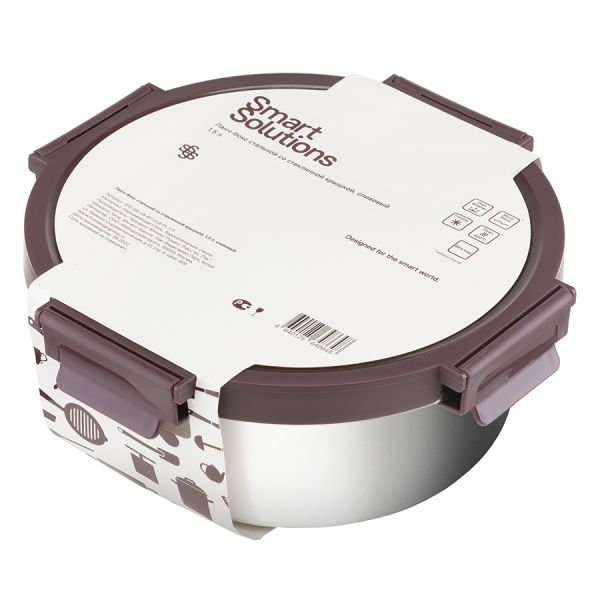 Ланч-бокс стальной со стеклянной крышкой, 1,5 л, сливовый, Smart Solutions, изображение 5