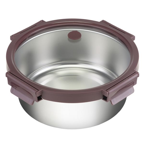 Ланч-бокс стальной со стеклянной крышкой, 1,5 л, сливовый, Smart Solutions