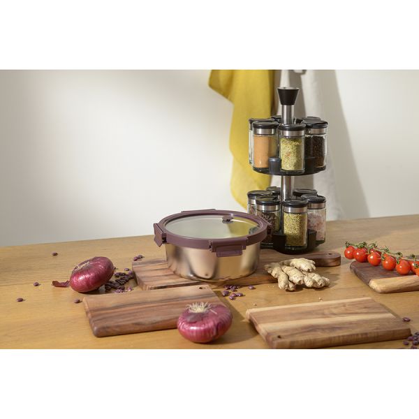 Ланч-бокс стальной со стеклянной крышкой, 650 мл, сливовый, Smart Solutions, изображение 6