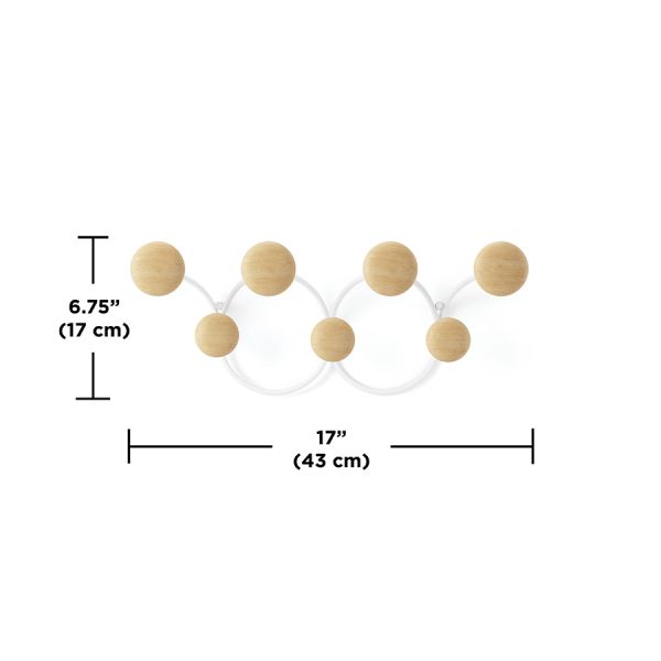 Вешалка настенная Dotsy, белая/натуральное дерево, UMBRA, изображение 2