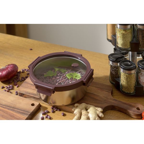 Ланч-бокс стальной со стеклянной крышкой, 650 мл, сливовый, Smart Solutions, изображение 2