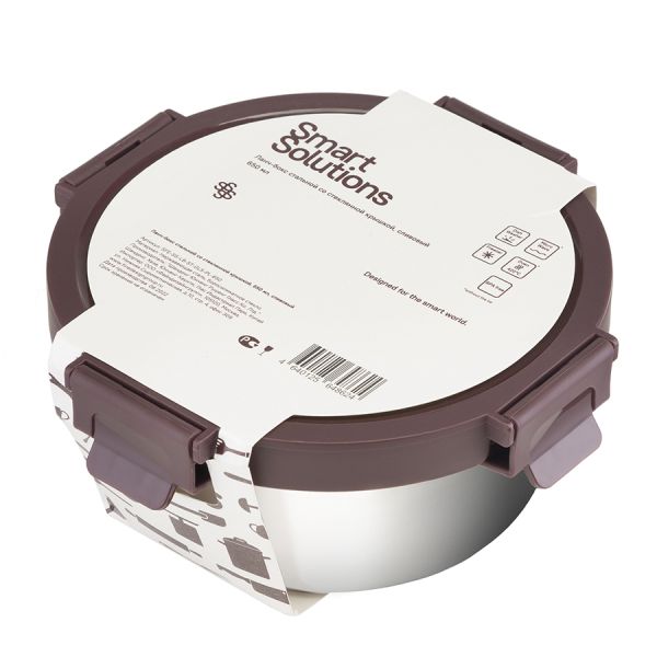 Ланч-бокс стальной со стеклянной крышкой, 650 мл, сливовый, Smart Solutions, изображение 5