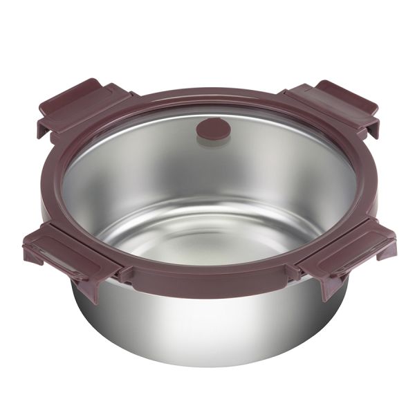 Ланч-бокс стальной со стеклянной крышкой, 1,5 л, сливовый, Smart Solutions, изображение 3