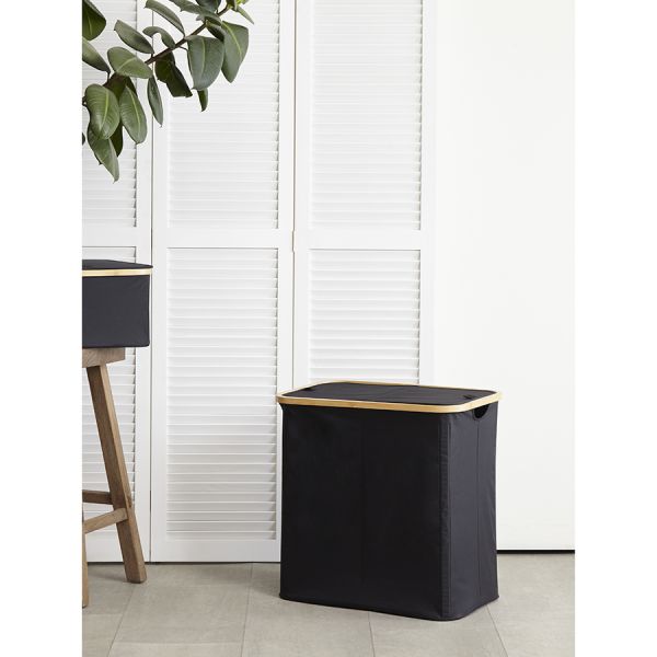 Корзина для белья с двумя отделениями Neat Twin, 53,5х33х53 см, черная, Smart Solutions, изображение 3