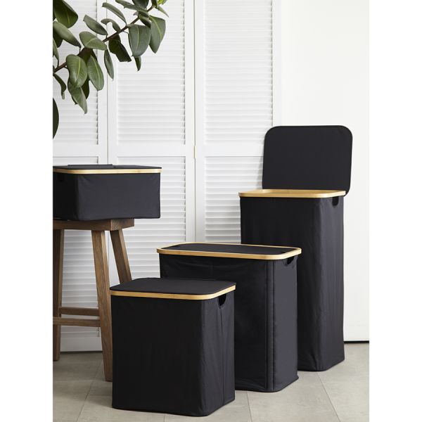 Корзина для белья Neat Mid, 40x33x43 см, черная, Smart Solutions, изображение 2