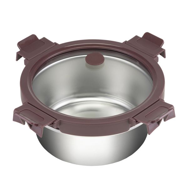 Ланч-бокс стальной со стеклянной крышкой, 650 мл, сливовый, Smart Solutions, изображение 3