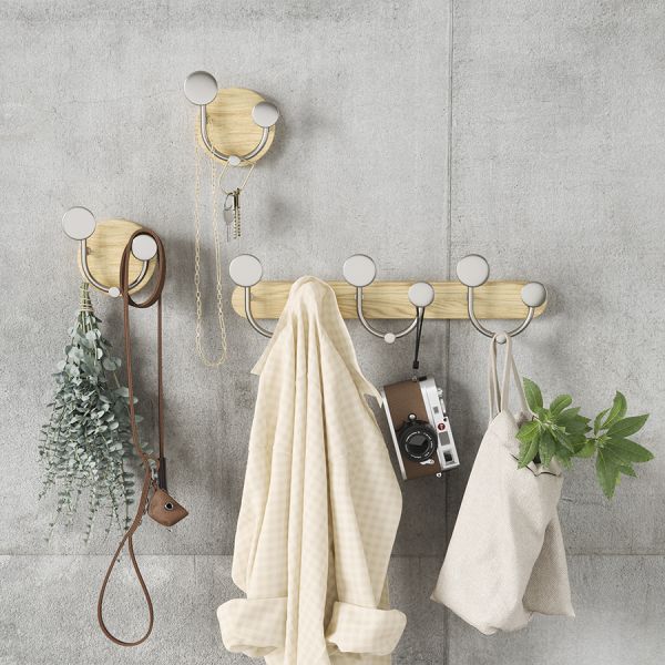 Вешалка настенная Melody, 2 крючка, натуральное дерево/никель, UMBRA, изображение 4