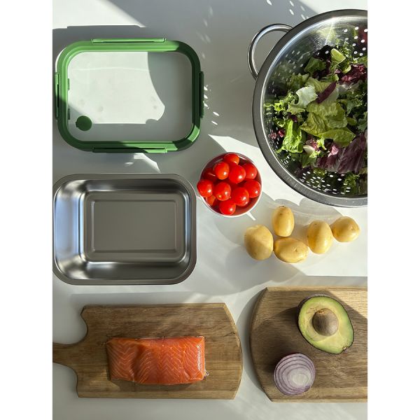 Ланч-бокс стальной со стеклянной крышкой, 1,2 л, зеленый, Smart Solutions, изображение 2
