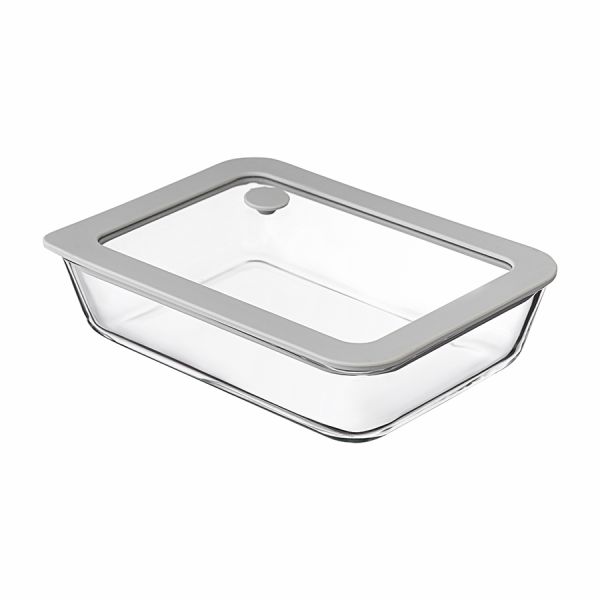 Контейнер для запекания и хранения стеклянный с вакуумным эффектом, 700 мл, светло-серый, Smart Solutions