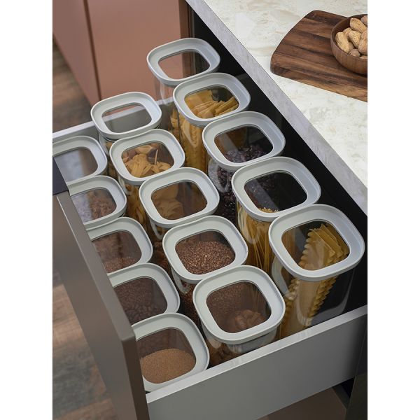 Банка для хранения стеклянная с крышкой, 1,5 л, светло-серая, Smart Solutions, изображение 5