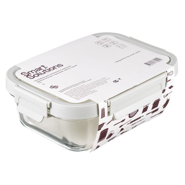 Контейнер для запекания и хранения прямоугольный с крышкой, 1 л, светло-серый, Smart Solutions, изображение 8