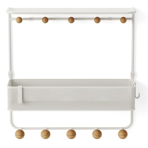 Полка настенная с крючками для аксессуаров Estique, белая/натуральное дерево, UMBRA, изображение 7