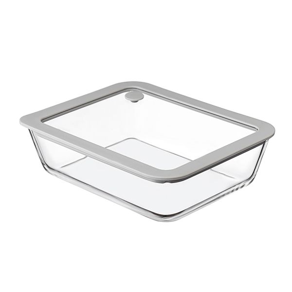 Контейнер для запекания и хранения стеклянный с вакуумным эффектом, 1,4 л, светло-серый, Smart Solutions