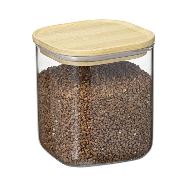 Банка для хранения квадратная Glass Bamboo, 1,5 л, Smart Solutions, изображение 7