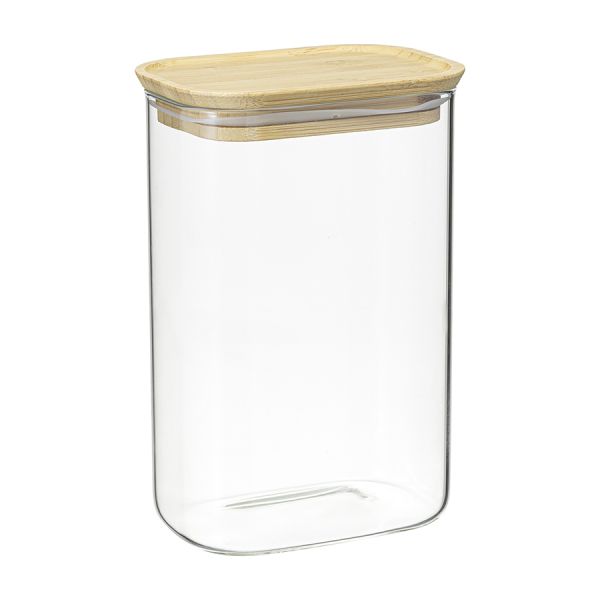 Банка для хранения прямоугольная Glass Bamboo, 1,3 л, Smart Solutions