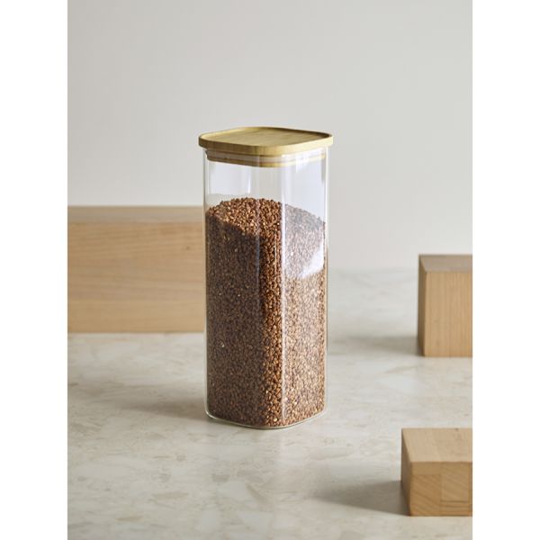 Банка для хранения квадратная Glass Bamboo, 1,9 л, Smart Solutions, изображение 5