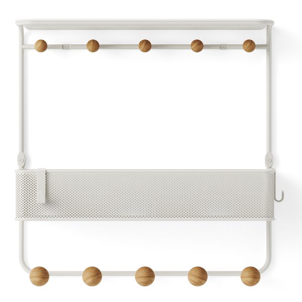 Полка настенная с крючками для аксессуаров Estique, белая/натуральное дерево, UMBRA, изображение 9