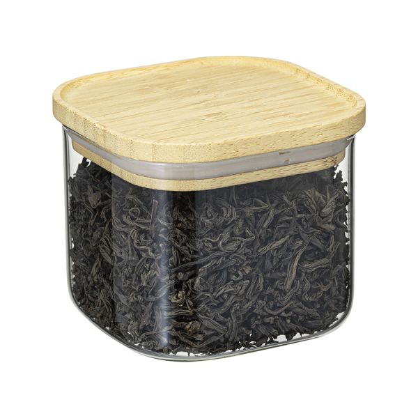 Банка для хранения квадратная Glass Bamboo, 600 мл, Smart Solutions, изображение 5