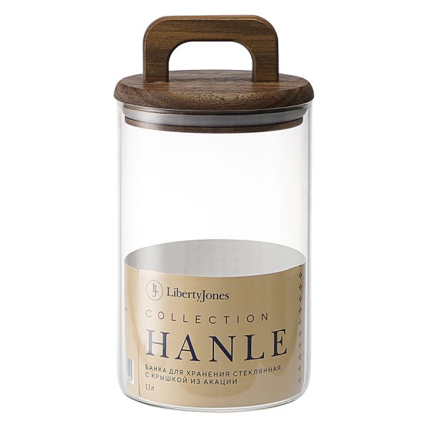Банка для хранения стеклянная с крышкой из акации Hanle, 1,1 л, Liberty Jones, изображение 3