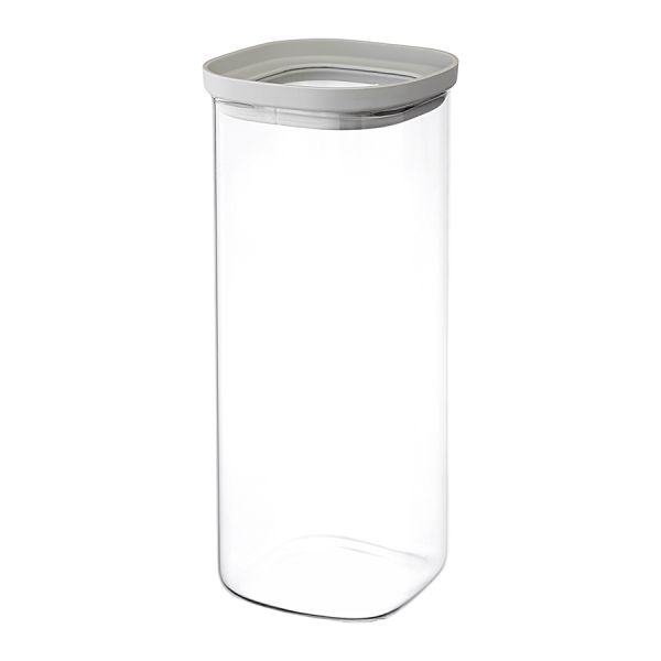 Банка для хранения стеклянная с крышкой, 2 л, светло-серая, Smart Solutions