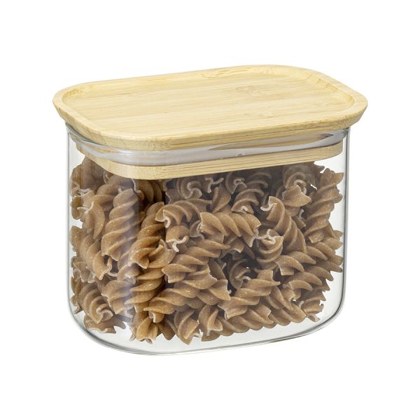 Банка для хранения прямоугольная Glass Bamboo, 600 мл, Smart Solutions, изображение 6
