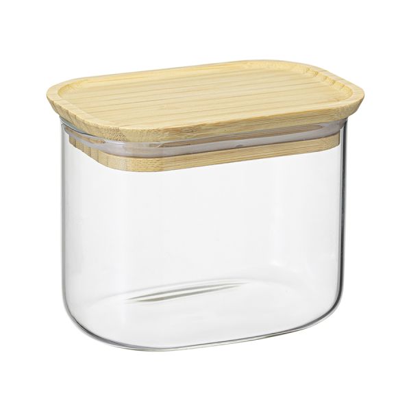 Банка для хранения прямоугольная Glass Bamboo, 600 мл, Smart Solutions