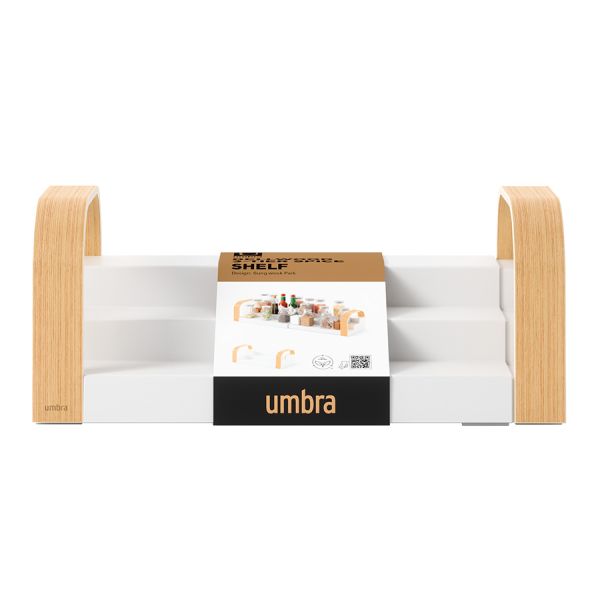 Полка для специй трехъярусная раздвижная Bellwood, белая/натуральное дерево, UMBRA, изображение 12