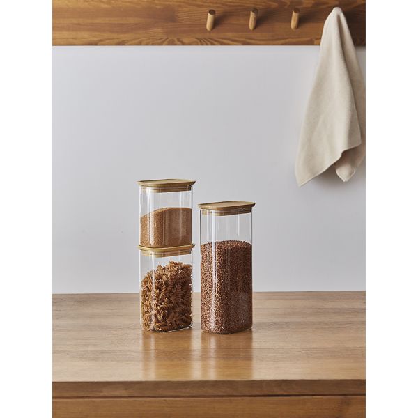 Банка для хранения прямоугольная Glass Bamboo, 1,3 л, Smart Solutions, изображение 6