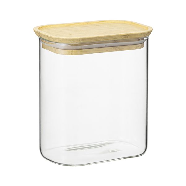 Банка для хранения прямоугольная Glass Bamboo, 950 мл, Smart Solutions