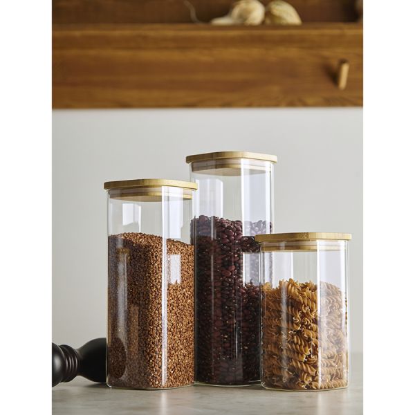 Банка для хранения квадратная Glass Bamboo, 2,2 л, Smart Solutions, изображение 4
