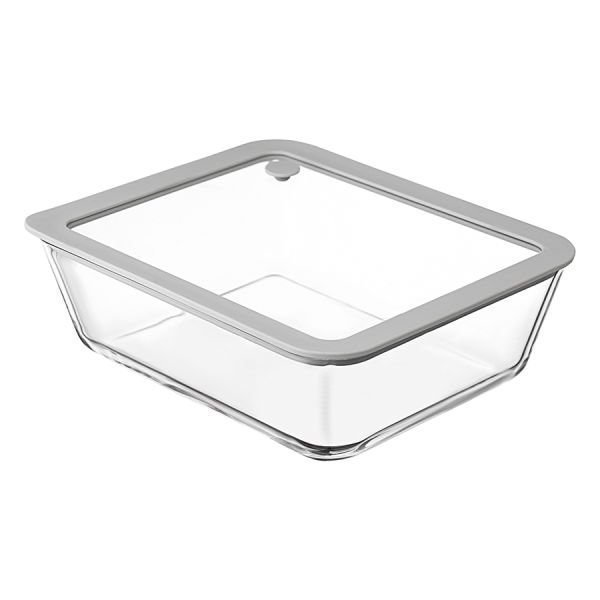 Контейнер для запекания и хранения стеклянный с вакуумным эффектом, 2,6 л, светло-серый, Smart Solutions