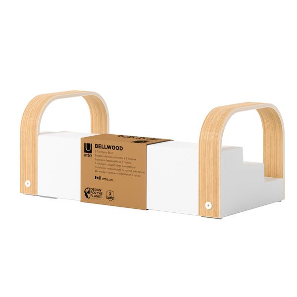 Полка для специй трехъярусная раздвижная Bellwood, белая/натуральное дерево, UMBRA, изображение 14