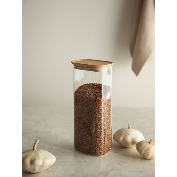 Банка для хранения прямоугольная Glass Bamboo, 2 л, Smart Solutions, изображение 4