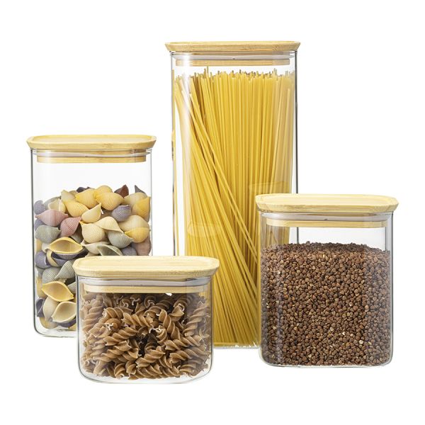 Банка для хранения прямоугольная Glass Bamboo, 950 мл, Smart Solutions, изображение 7