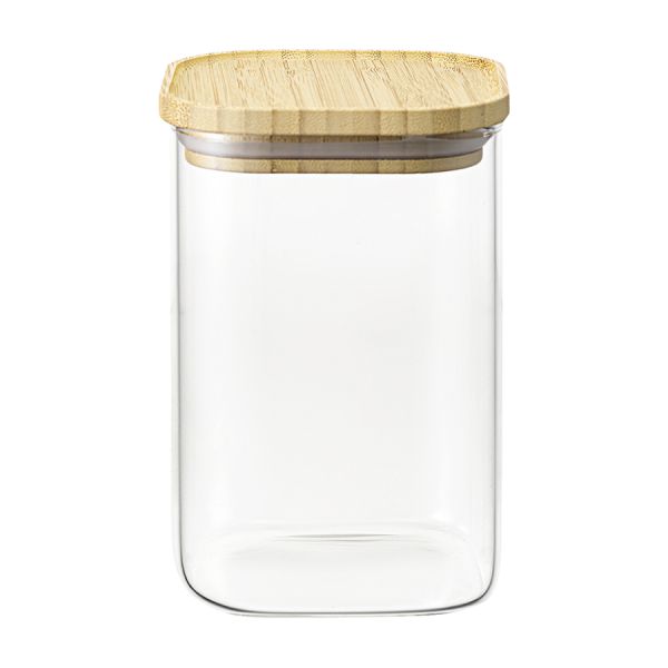 Банка для хранения квадратная Glass Bamboo, 1,1 л, Smart Solutions