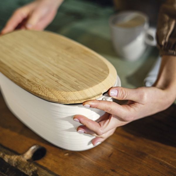 Хлебница с бамбуковой крышкой Tierra, 3 л, молочная, Guzzini, изображение 6