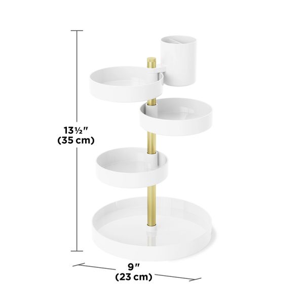 Органайзер настольный Pirouette, белый/латунь, UMBRA, изображение 8