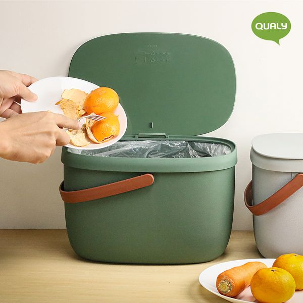 Контейнер для пищевых отходов Foody, 7 л, зеленый, QUALY, изображение 2