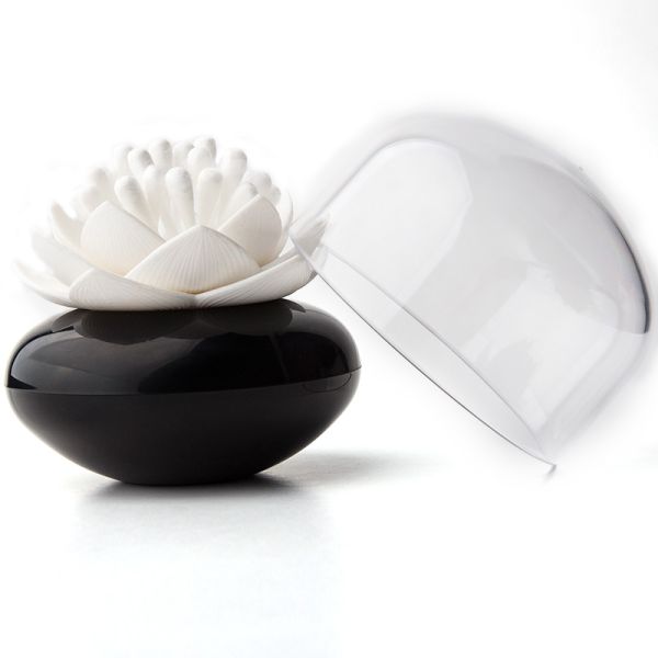 Контейнер для хранения ватных палочек Lotus черный-белый, Qualy