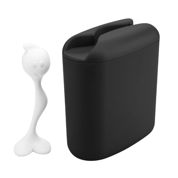 Банка для сыпучих продуктов с ложкой Hot Stuff, Organic, 1,5 л, черная, Koziol