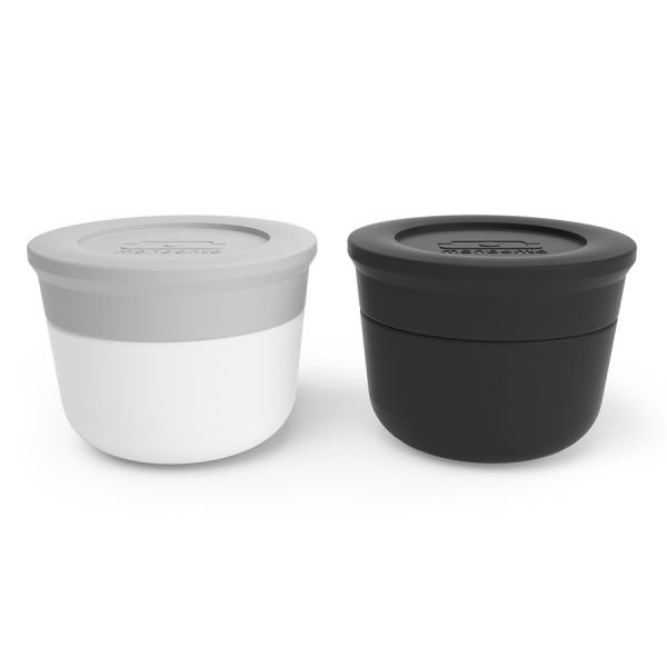 Набор из 2-х соусниц с крышками MB Temple, 20 мл, noir + coton, Monbento