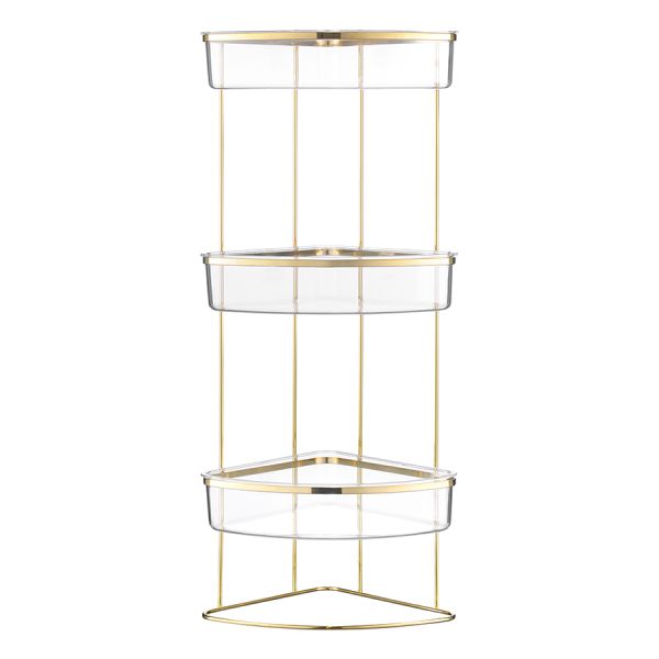 Полка напольная трехъярусная угловая Siv, золотистая, Bergenson Bjorn Bath