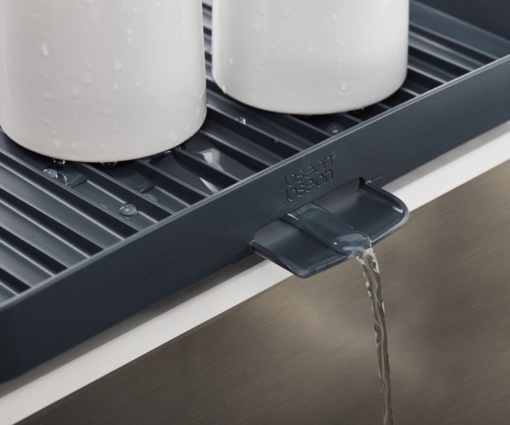 Сушилка для посуды и столовых приборов 2-уровневая со сливом Y-rack серая, Joseph Joseph, изображение 6