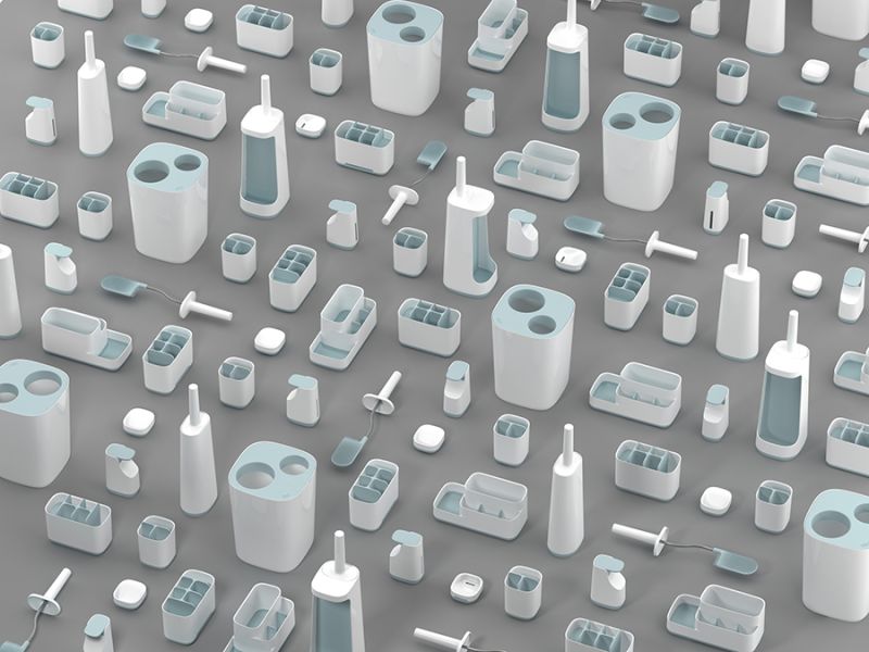 Органайзер для зубных щеток EasyStore™, 13х9,5х17,5 см, бело-голубой, Joseph Joseph, изображение 8