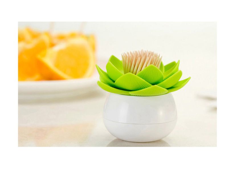 Держатель для зубочисток Lotus белый-зеленый, Qualy, изображение 2