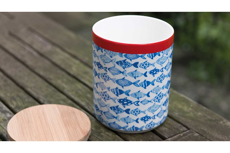 Банка фарфоровая с деревянной крышкой Remember, Fish, 1,25 л, Remember, изображение 3