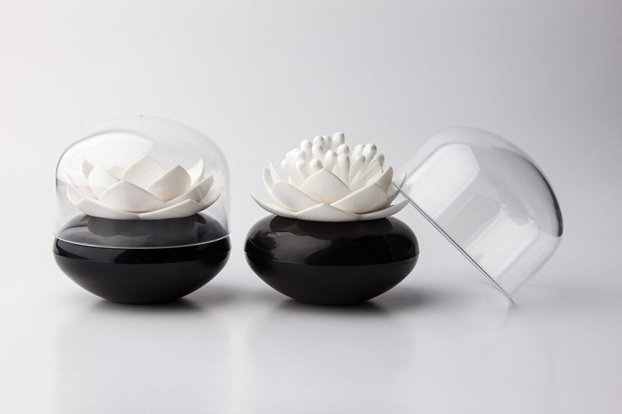 Контейнер для хранения ватных палочек Lotus черный-белый, Qualy, изображение 2